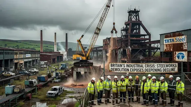 Steelworks Demolition in Wales Exposes Britain's Industrial Crisis